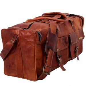 mens leather duffle travel bag